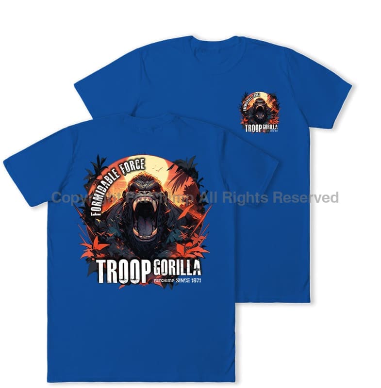 Formidable Force 'Troop Gorilla' Double Printed T-Shirt - Royal Blue