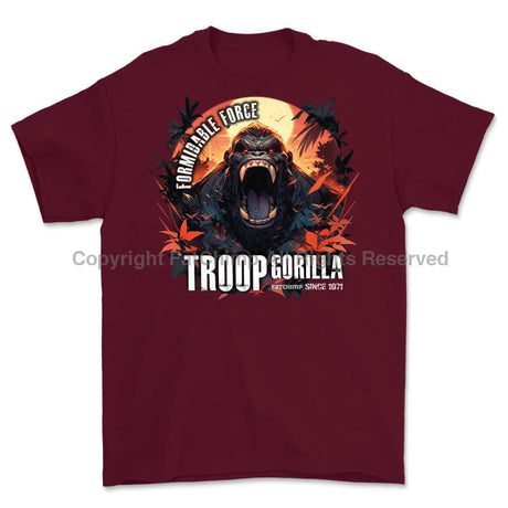 Formidable Force 'Troop Gorilla' Printed T-Shirt - Maroon