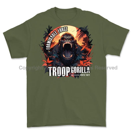 Formidable Force 'Troop Gorilla' Printed T-Shirt - Military Green