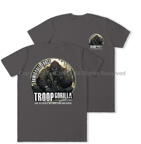 Formidable Force 'Troop Gorilla QRF' Double Printed T-Shirt - Charcoal