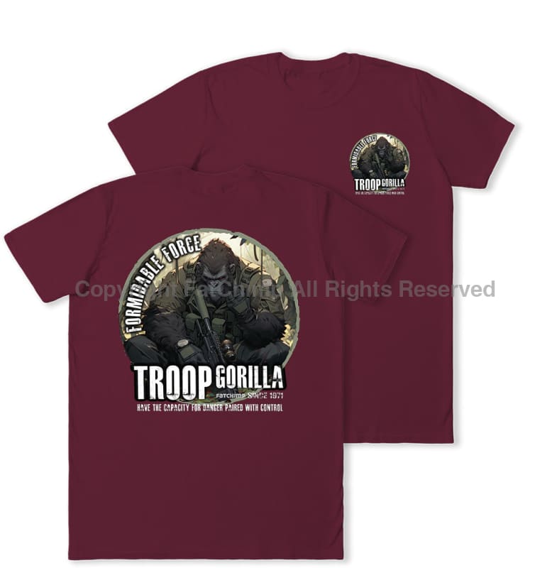 Formidable Force 'Troop Gorilla QRF' Double Printed T-Shirt - Maroon