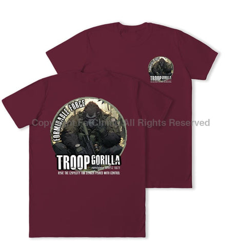 Formidable Force 'Troop Gorilla QRF' Double Printed T-Shirt - Maroon