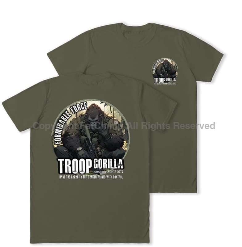 Formidable Force 'Troop Gorilla QRF' Double Printed T-Shirt - Military Green