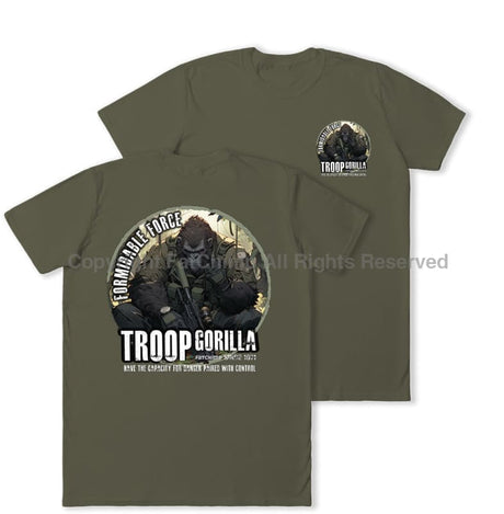 Formidable Force 'Troop Gorilla QRF' Double Printed T-Shirt - Military Green