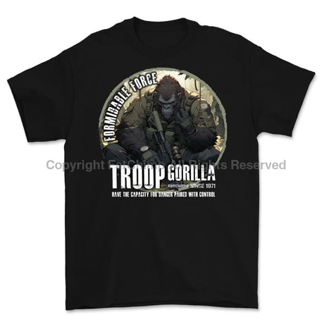 Formidable Force 'Troop Gorilla QRF' Printed T-Shirt - Black