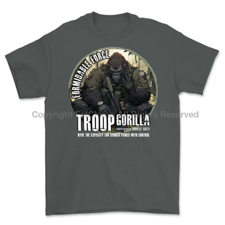 Formidable Force 'Troop Gorilla QRF' Printed T-Shirt - Charcoal