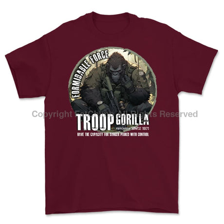 Formidable Force 'Troop Gorilla QRF' Printed T-Shirt - Maroon