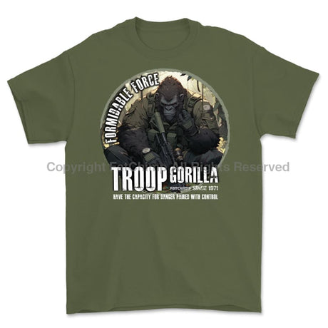 Formidable Force 'Troop Gorilla QRF' Printed T-Shirt - Military Green