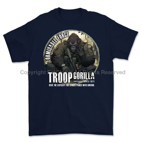 Formidable Force 'Troop Gorilla QRF' Printed T-Shirt - Navy Blue