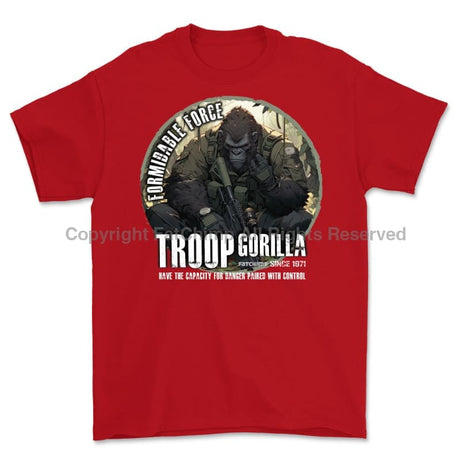 Formidable Force 'Troop Gorilla QRF' Printed T-Shirt - Red