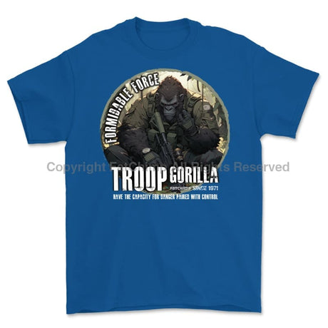 Formidable Force 'Troop Gorilla QRF' Printed T-Shirt - Royal Blue