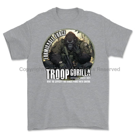 Formidable Force 'Troop Gorilla QRF' Printed T-Shirt - Sports Grey