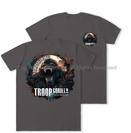 Formidable Force 'Troop Gorilla Special Ops' Double Printed T-Shirt - Charcoal