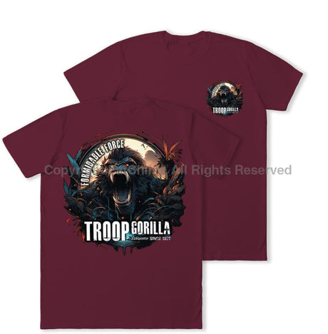 Formidable Force 'Troop Gorilla Special Ops' Double Printed T-Shirt - Maroon