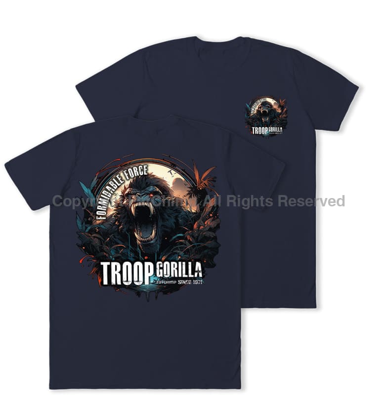 Formidable Force 'Troop Gorilla Special Ops' Double Printed T-Shirt - Navy Blue