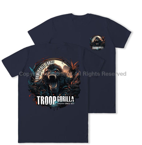 Formidable Force 'Troop Gorilla Special Ops' Double Printed T-Shirt - Navy Blue