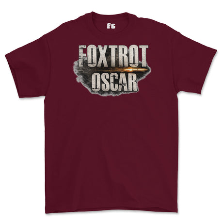 Foxtrot Oscar Military Slang Printed T-Shirt - Maroon