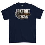 Foxtrot Oscar Military Slang Printed T-Shirt - Navy Blue