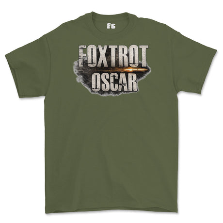 Foxtrot Oscar Military Slang Printed T-Shirt - Olive Green