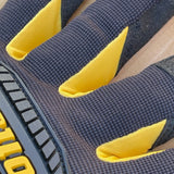 Ironclad Framer Gloves - back of hand view showing yellow synthetic leather in between fingers