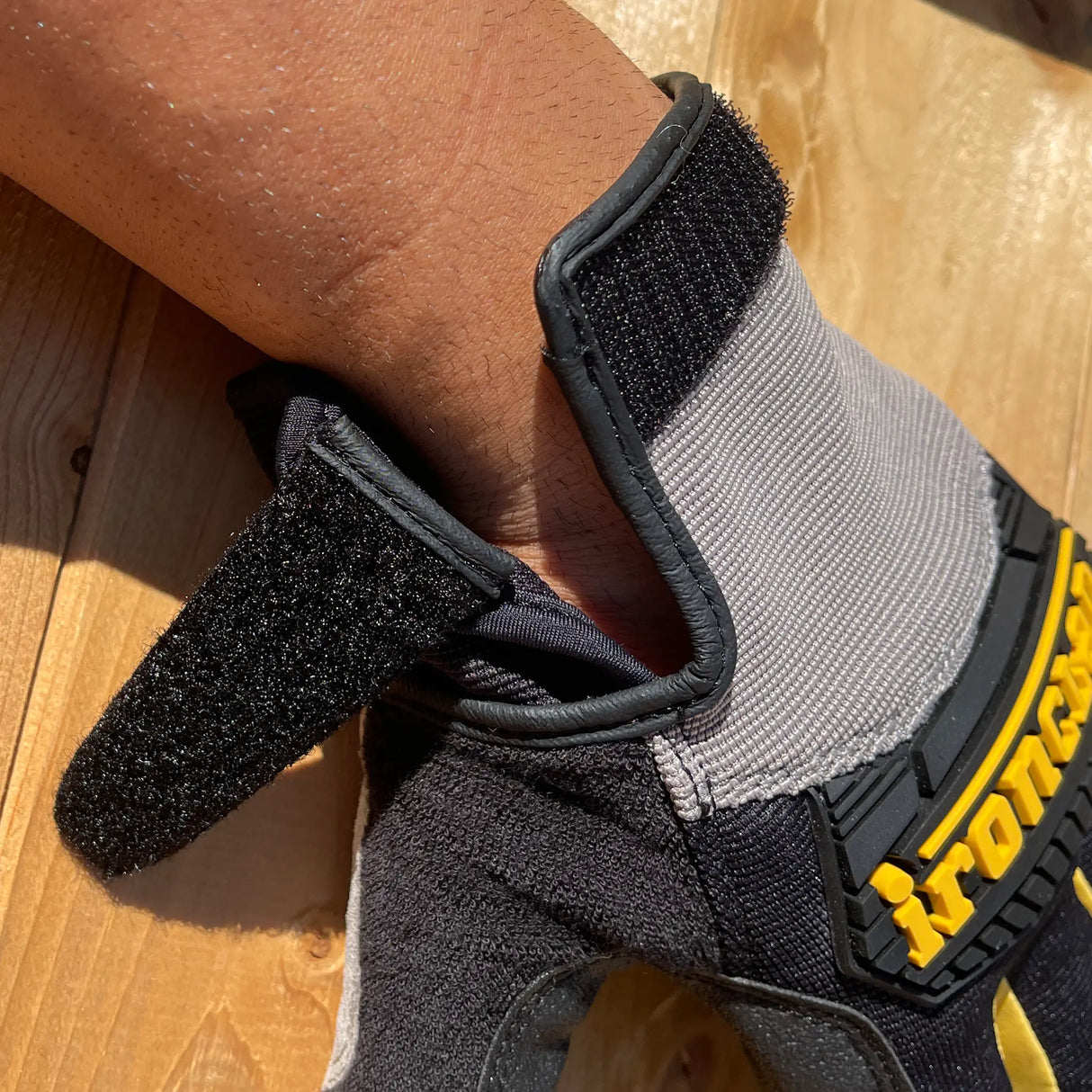 Ironclad Framer Gloves - back of hand view showing Hook & Loop adjustable cuff
