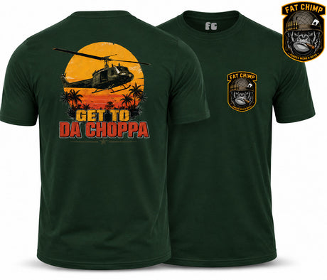 GET TO DA CHOPPER Double Print T-Shirt - Forest Green