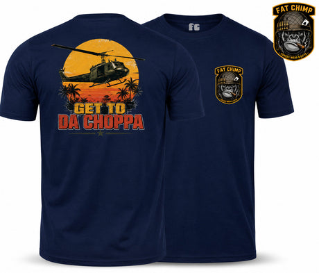 GET TO DA CHOPPER Double Print T-Shirt - Navy Blue