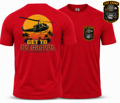 GET TO DA CHOPPER Double Print T-Shirt - Red