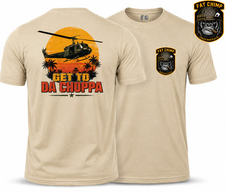 GET TO DA CHOPPER Double Print T-Shirt - Sand