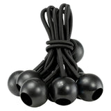 Bundle of 6 inch black bungee balls supplied with the Green M-Grade Tarpaulin with 10 x 6" Bungee Balls (Black) and 10 x Screw Type Tarp Clips