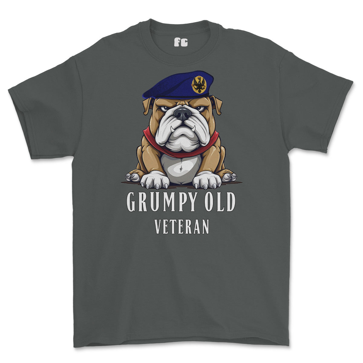 Grumpy Old 14th 20th Kings Hussars Veteran Printed T-Shirt - Charcoal