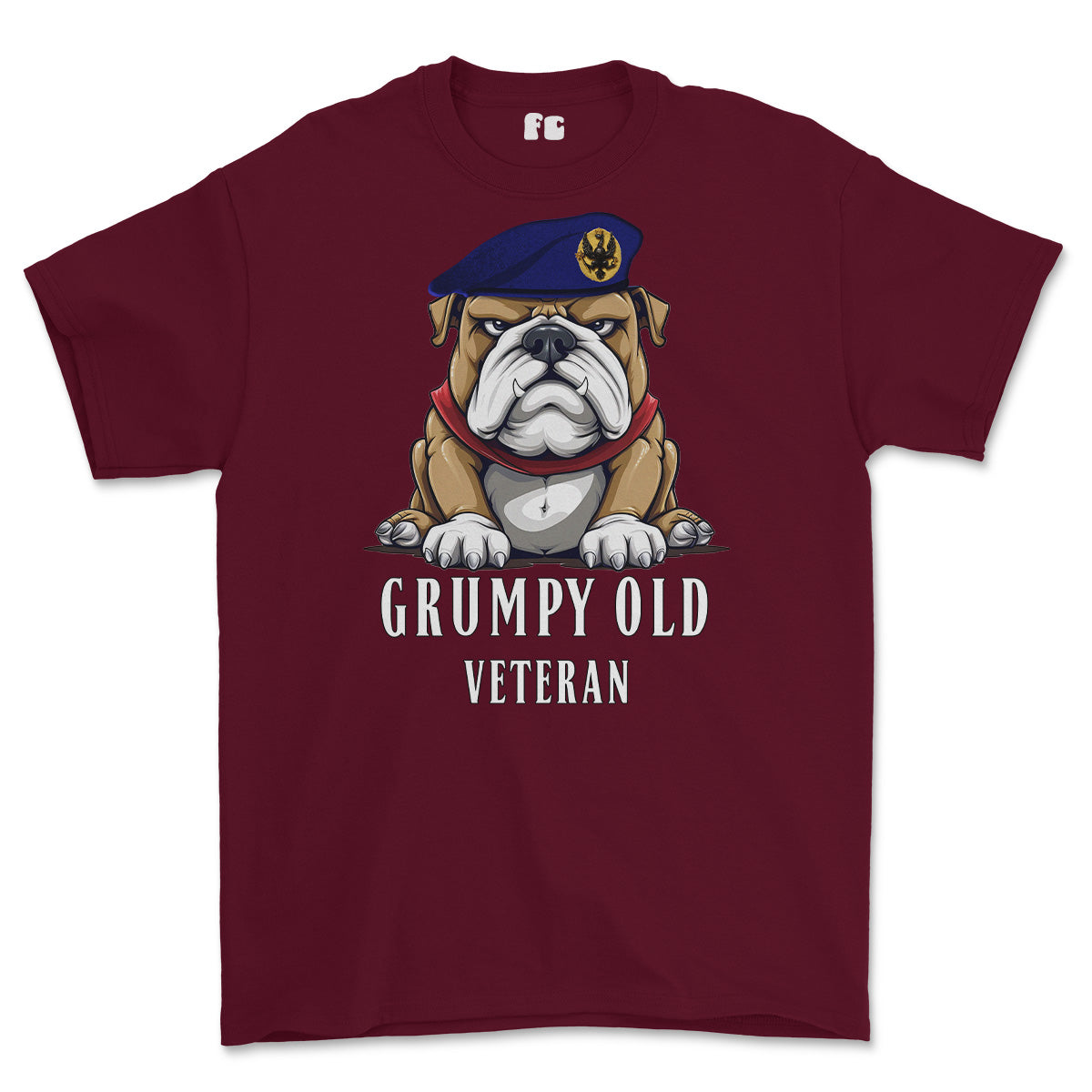 Grumpy Old 14th 20th Kings Hussars Veteran Printed T-Shirt - Maroon