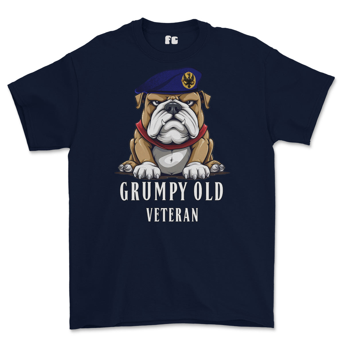 Grumpy Old 14th 20th Kings Hussars Veteran Printed T-Shirt - Navy Blue
