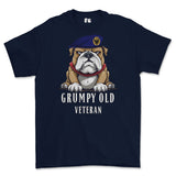 Grumpy Old 14th 20th Kings Hussars Veteran Printed T-Shirt - Navy Blue