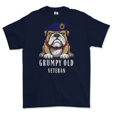 Grumpy Old 14th 20th Kings Hussars Veteran Printed T-Shirt - Navy Blue