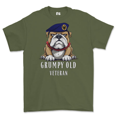Grumpy Old 14th 20th Kings Hussars Veteran Printed T-Shirt - Olive Green