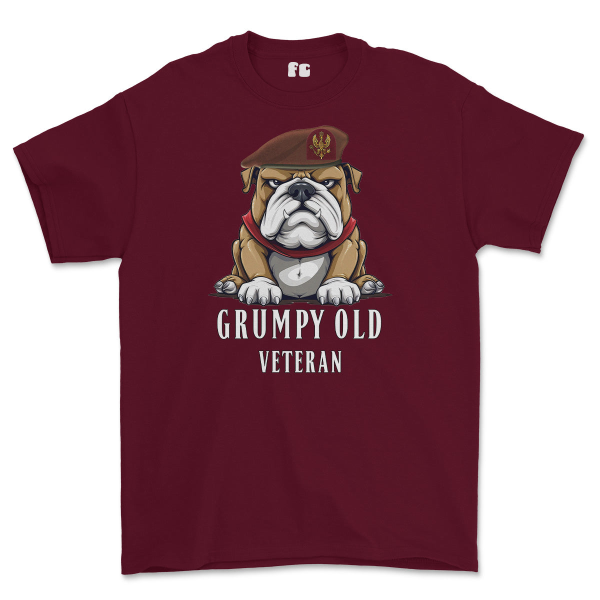 Grumpy Old Kings Royal Hussars Veteran Printed T-Shirt - Maroon