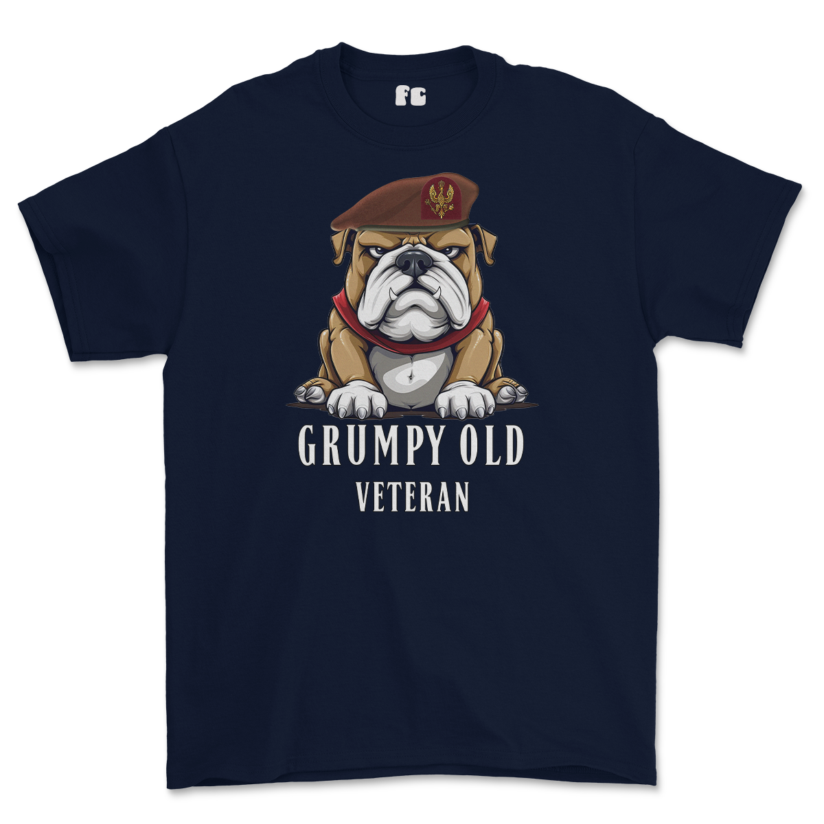 Grumpy Old Kings Royal Hussars Veteran Printed T-Shirt - Navy Blue