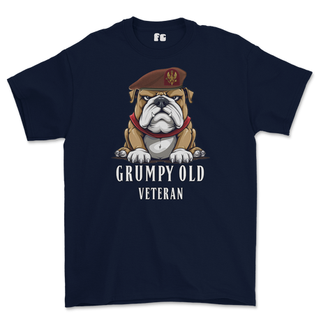 Grumpy Old Kings Royal Hussars Veteran Printed T-Shirt - Navy Blue