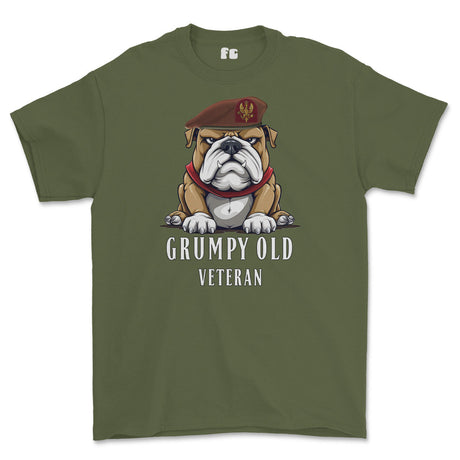 Grumpy Old Kings Royal Hussars Veteran Printed T-Shirt - Olive Green