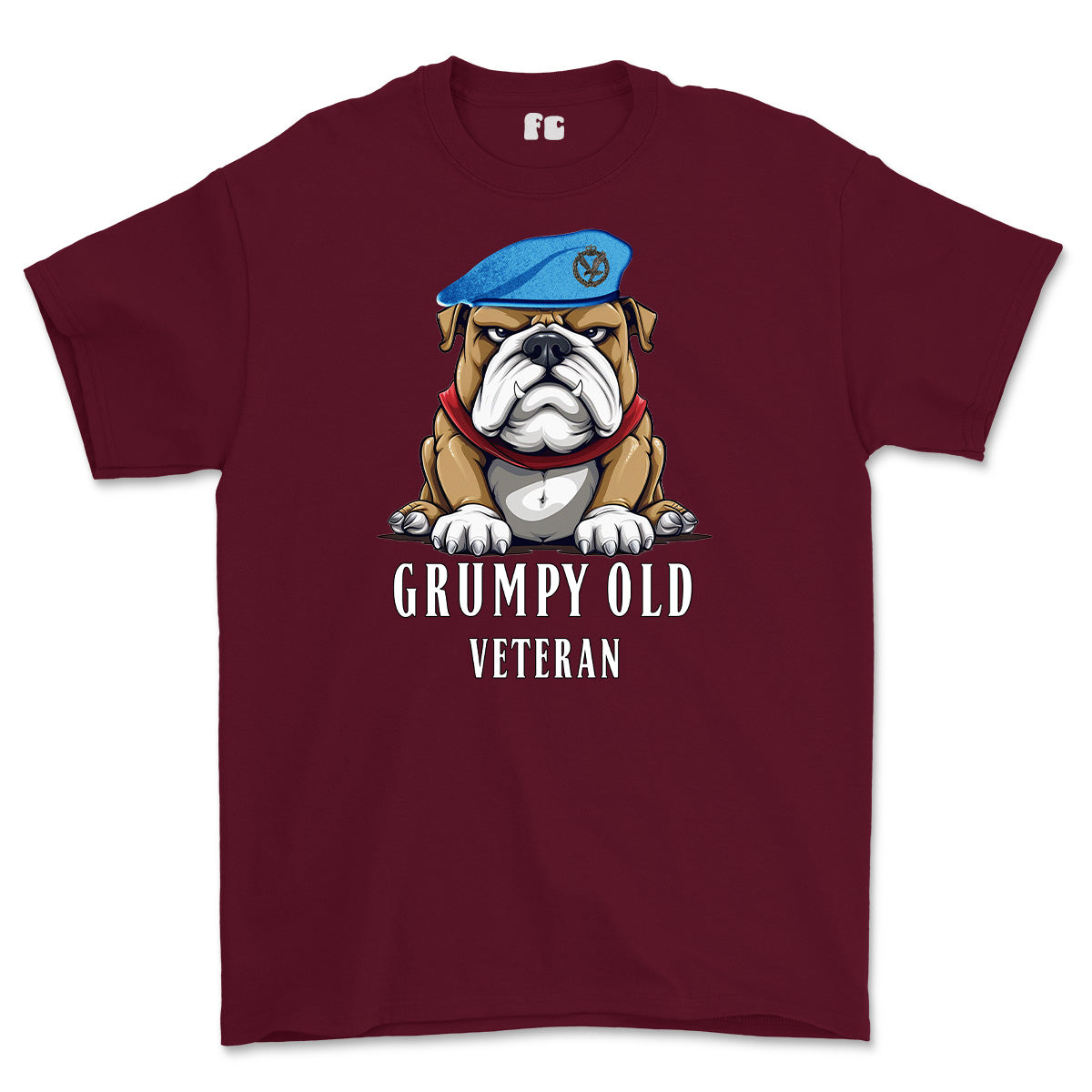 Grumpy Old Army Air Corps Veteran Printed T-Shirt - Maroon