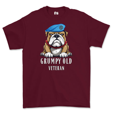 Grumpy Old Army Air Corps Veteran Printed T-Shirt - Maroon