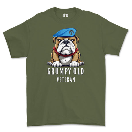 Grumpy Old Army Air Corps Veteran Printed T-Shirt - Olive Green