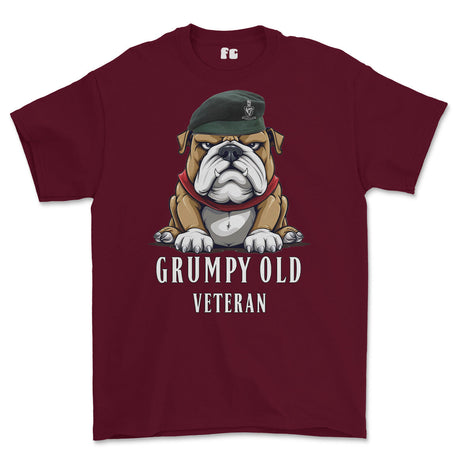 Grumpy Old Queens Royal Hussars Veteran Printed T-Shirt - Maroon