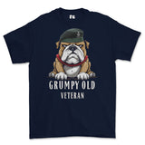 Grumpy Old Queens Royal Hussars Veteran Printed T-Shirt - Navy Blue