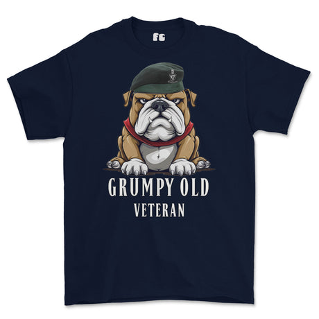 Grumpy Old Queens Royal Hussars Veteran Printed T-Shirt - Navy Blue