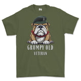 Grumpy Old Queens Royal Hussars Veteran Printed T-Shirt - Olive Green