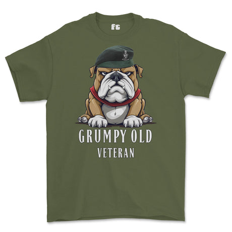 Grumpy Old Queens Royal Hussars Veteran Printed T-Shirt - Olive Green