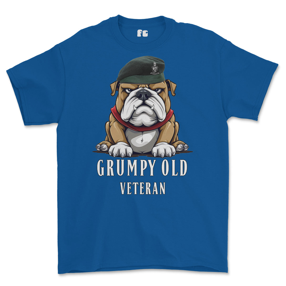Grumpy Old Queens Royal Hussars Veteran Printed T-Shirt - Royal Blue