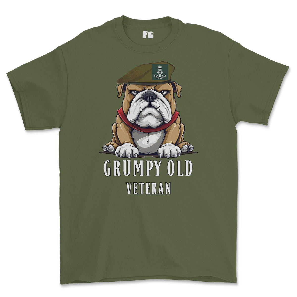 Grumpy Green Howards Veteran Printed T-Shirt - Olive Green